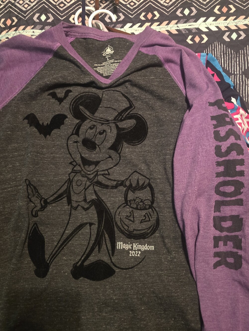 Disney Mickey Mouse Halloween Raglan - Purple & Charcoal